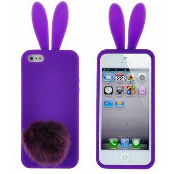 Wholesale iPhone 5 5S 3D Bunny Case with Stand Up Tail (Purple)